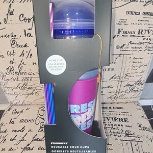 Starbucks Pink and Blue Cold Cups with Straws